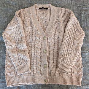 Jenni Kayne Cable Cocoon Cardigan Sweater in Blush Size XXS